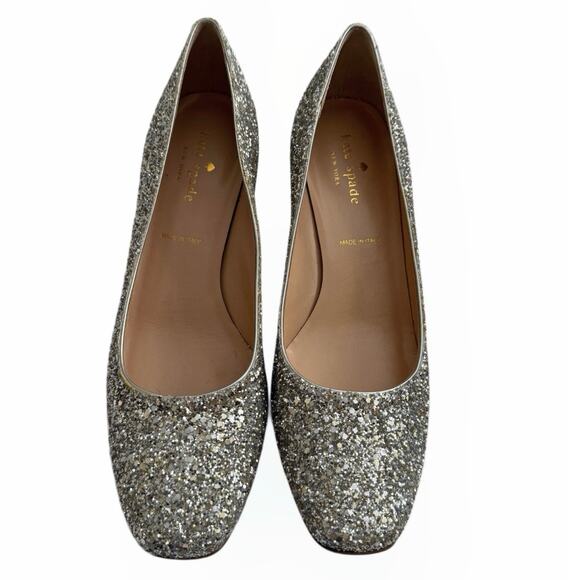 Kate Spade Dolores Block-Heel Silver Glitter Pumps - NIB! - Picture 8 of 9